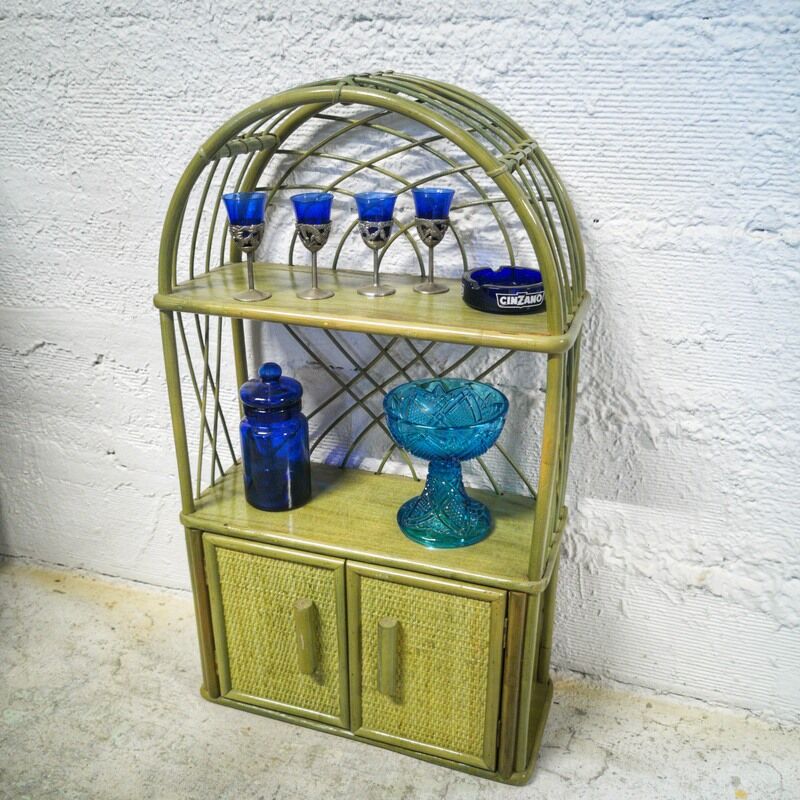 Green rattan shelf