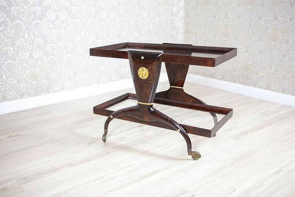 Vintage Side Table in Dark Brown Beech, 1950s