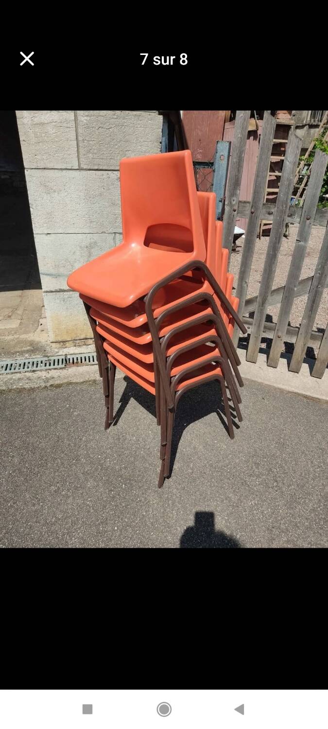 6 orange chairs