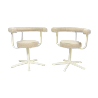 1970s Pair Of Swivel Chairs On Metal Leg