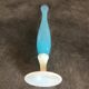 Vase soliflore in opaline turquoise blue color and white foot 24 cm