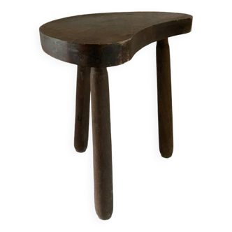 Tabouret de ferme ancien tripode esprit brutaliste