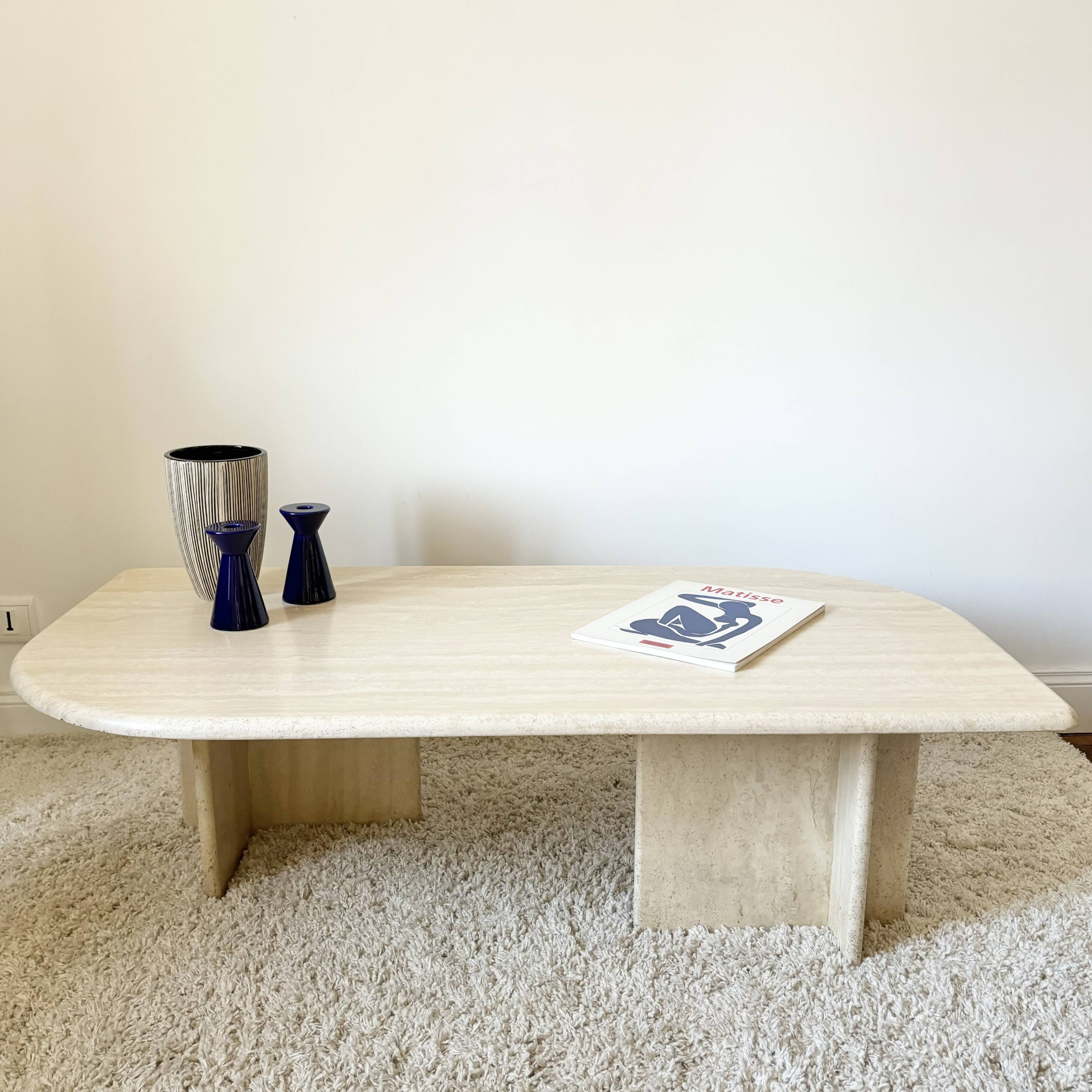 Travertine coffee table (Roche Bobois)