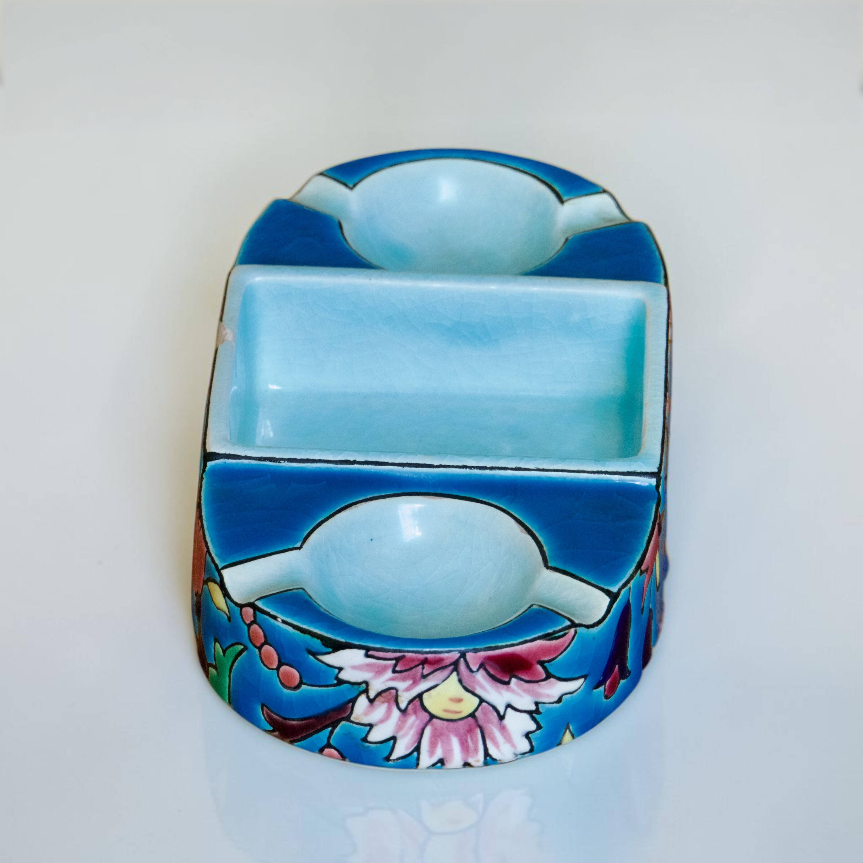 Necessary old ashtray in Longwy enamels