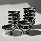 12 coupelles sur pied en acier inoxydable vintage