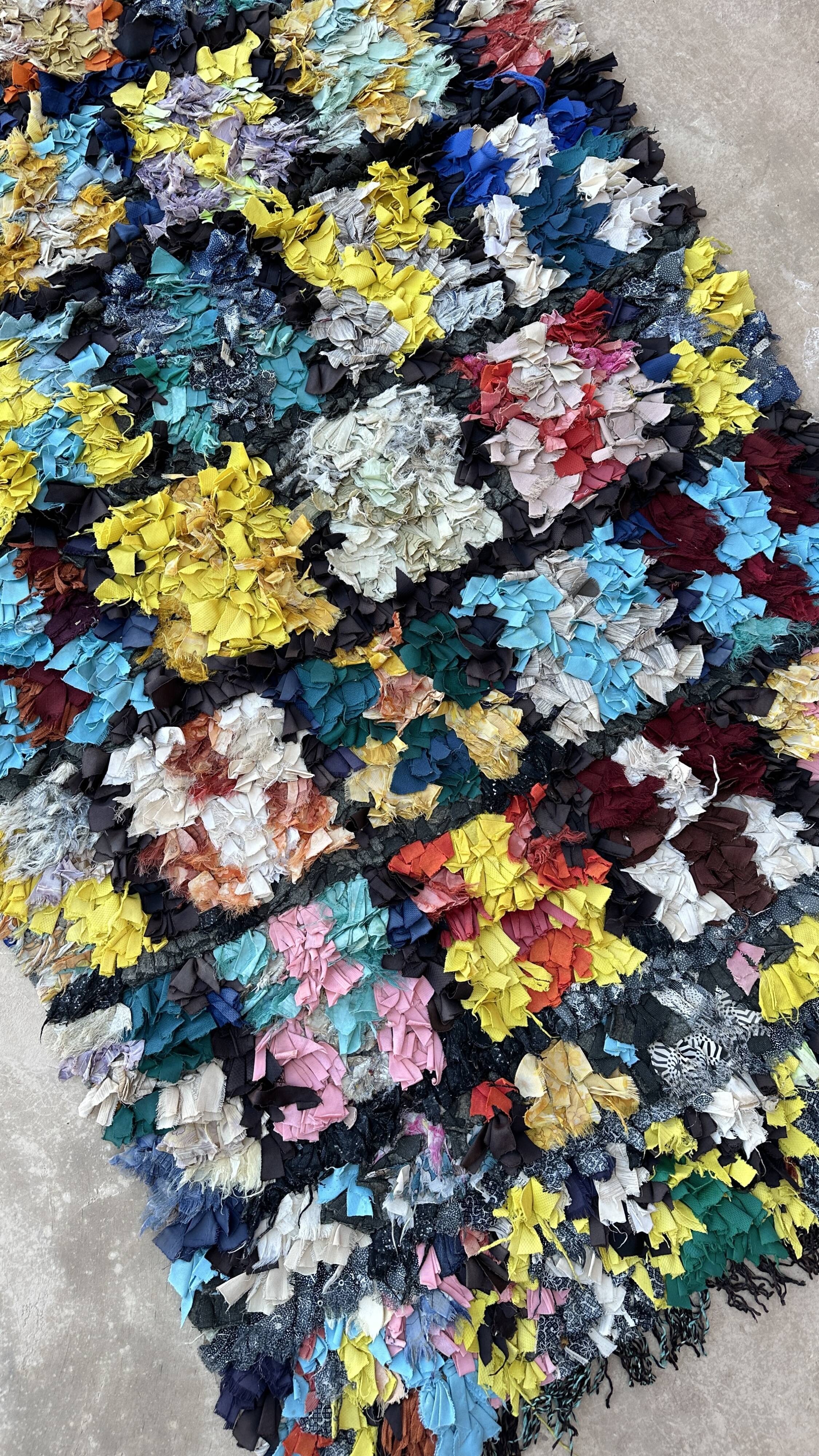 Moroccan carpet Boucherouite colored - 92 x 241 cm