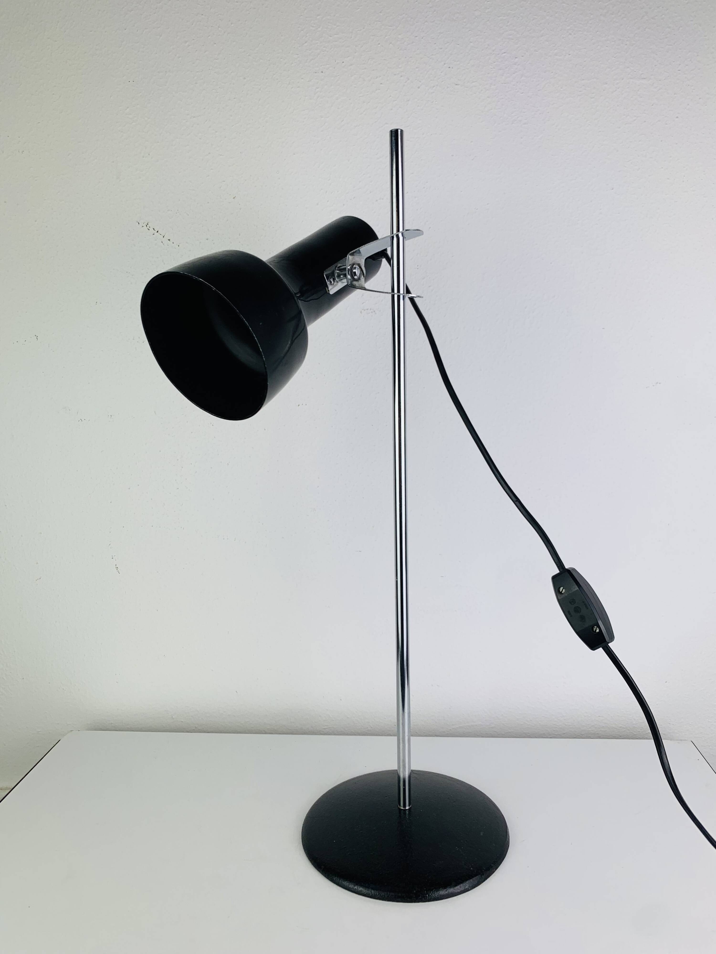 Lampe de bureau spot noir et chrome, années 60, réglable