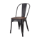 Industrial chair in matt black metal with dark natural wood seat