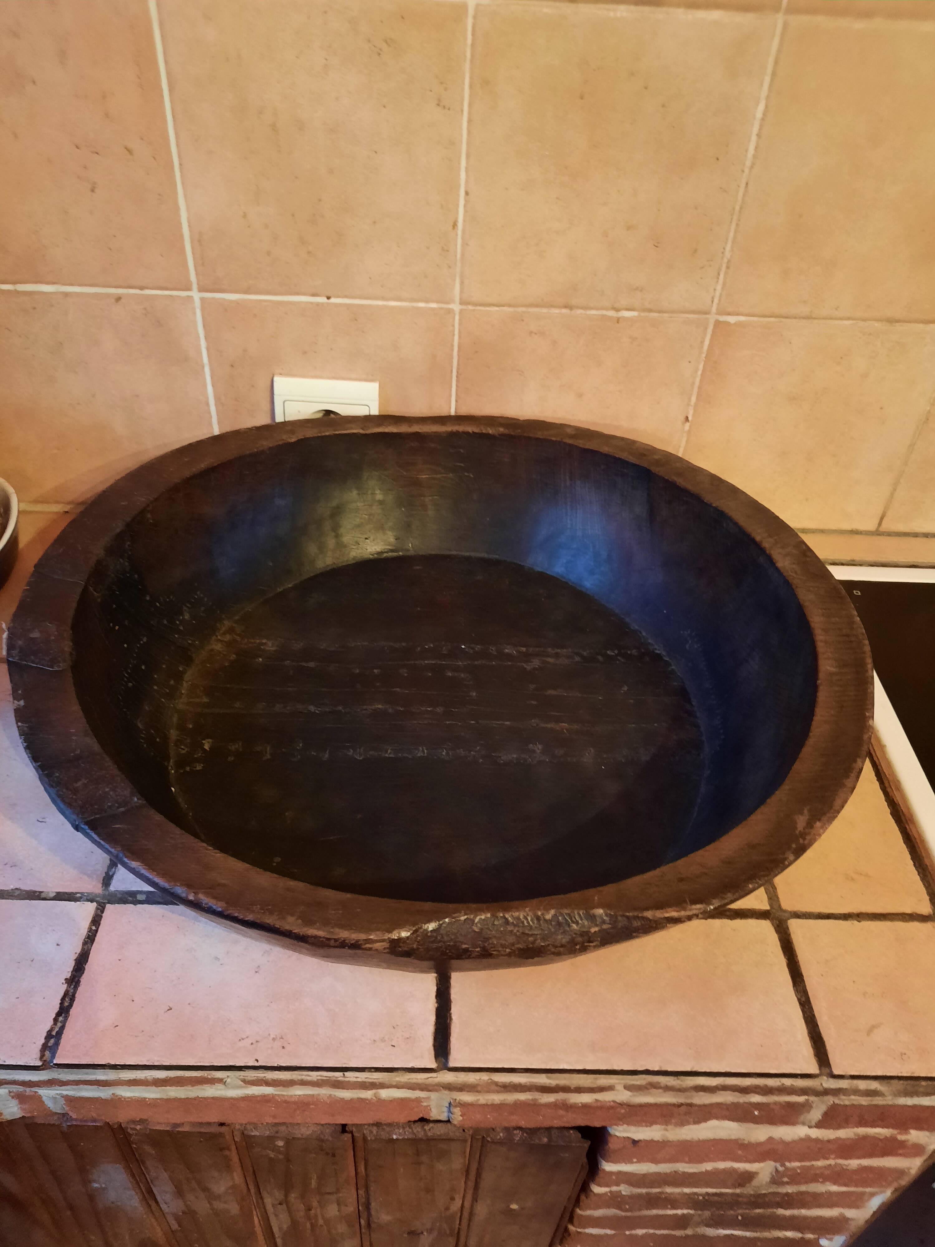 Large old wooden dish