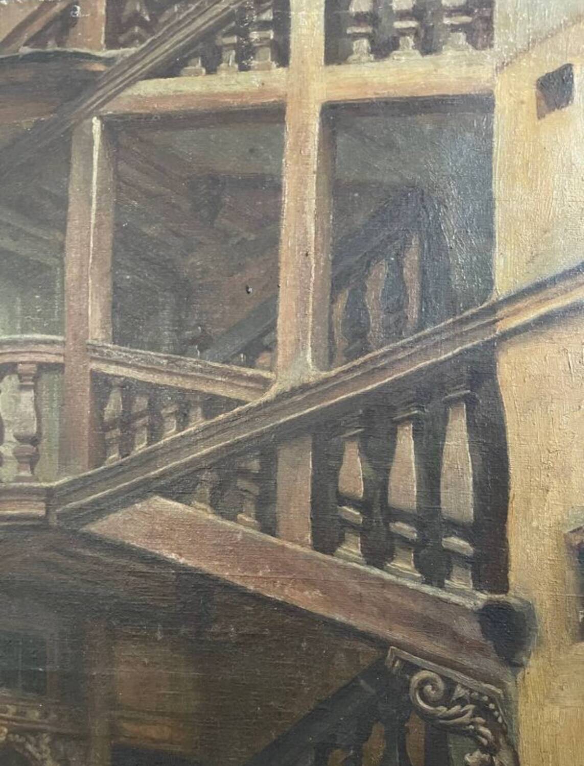 Old painting of a house in Rouen, 19th century
