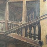 Tableau ancien maison à Rouen XIXe