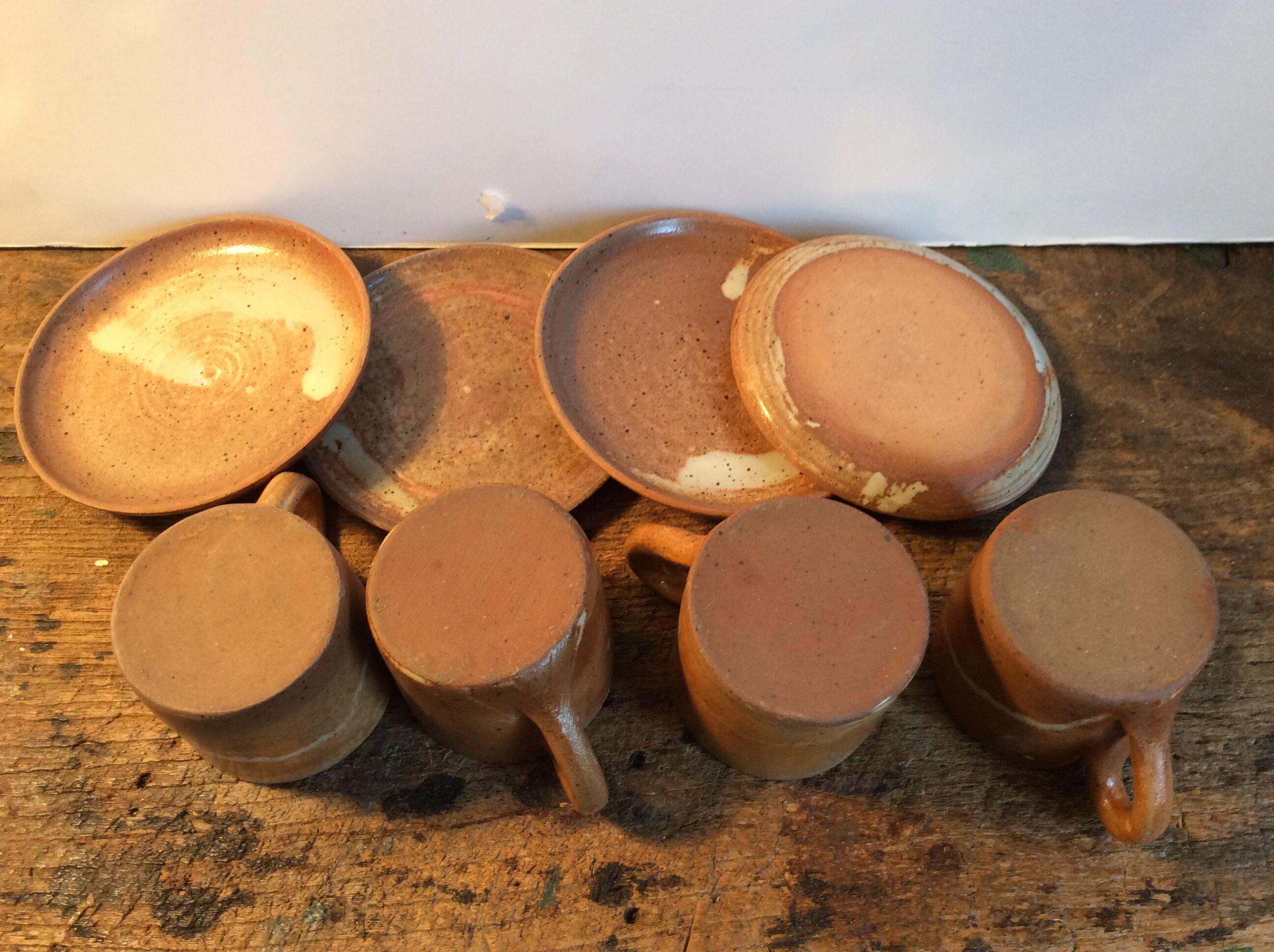 Set of 4 vintage stoneware coffee cups