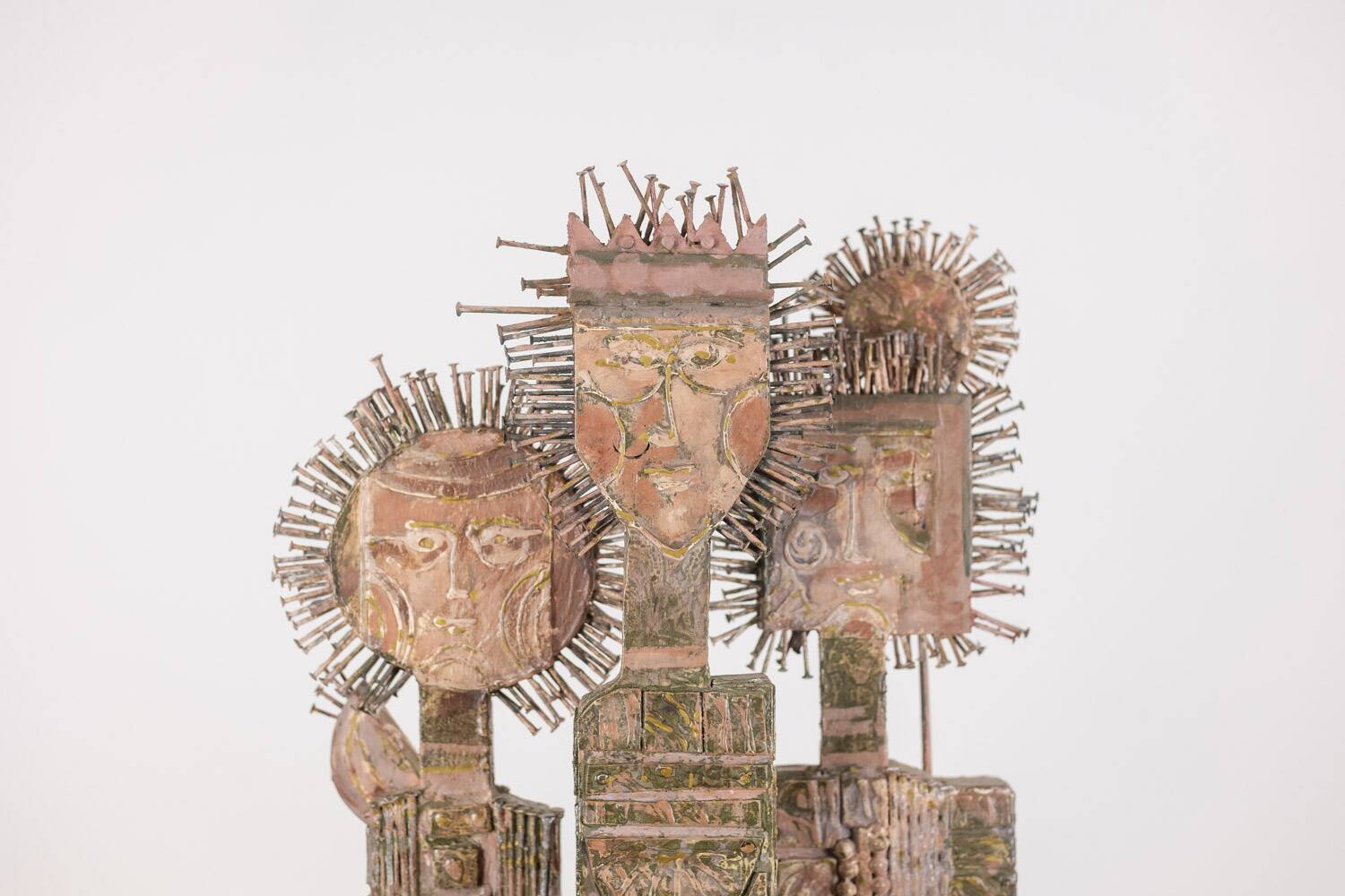 Sculpture double face en bois sculpté Lawrence, 20e siècle