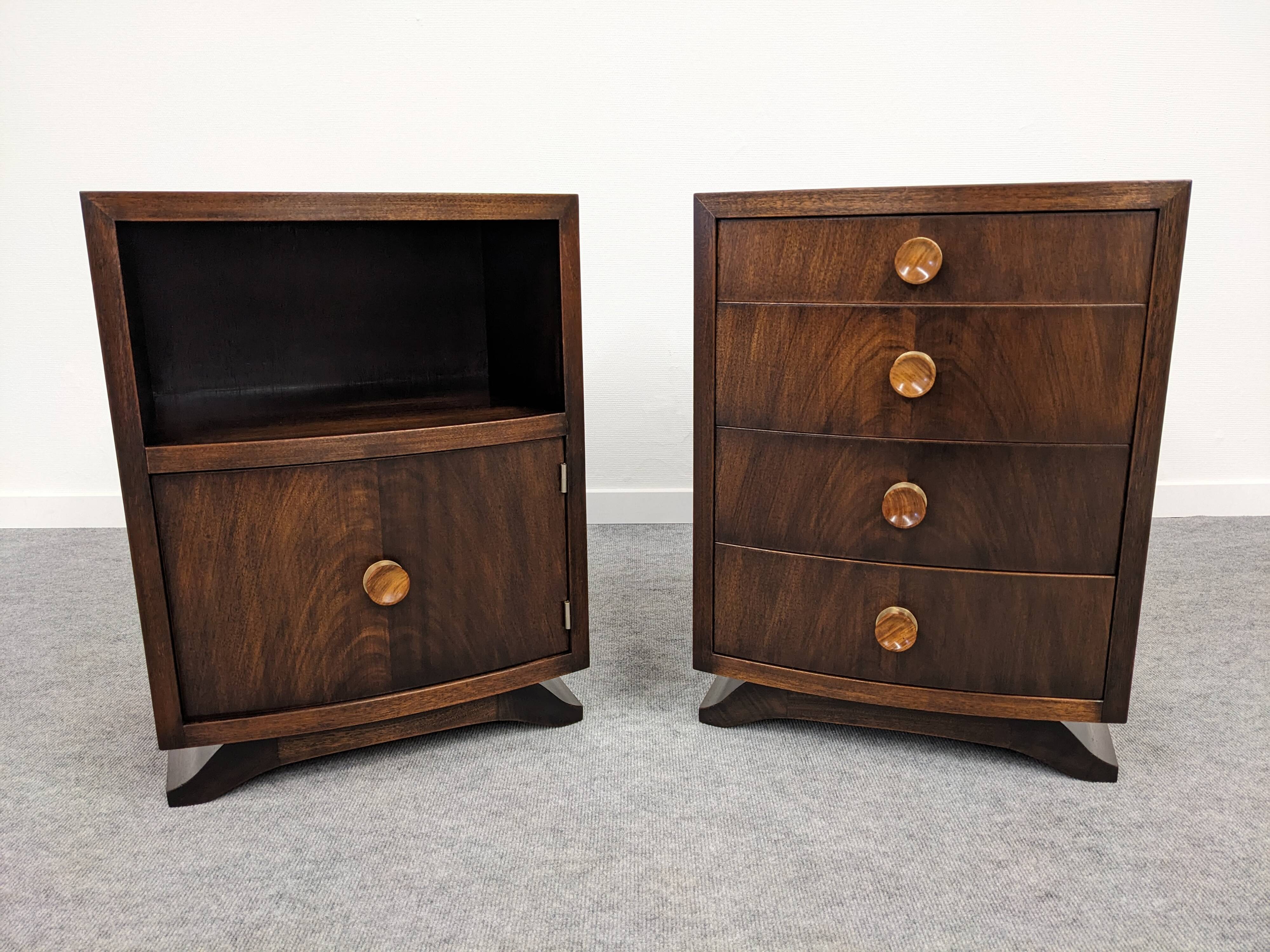 Pair of Art Deco rosewood bedside tables circa 1930