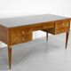 Midcentury Italian Desk In Walnut, Brass And Glass.