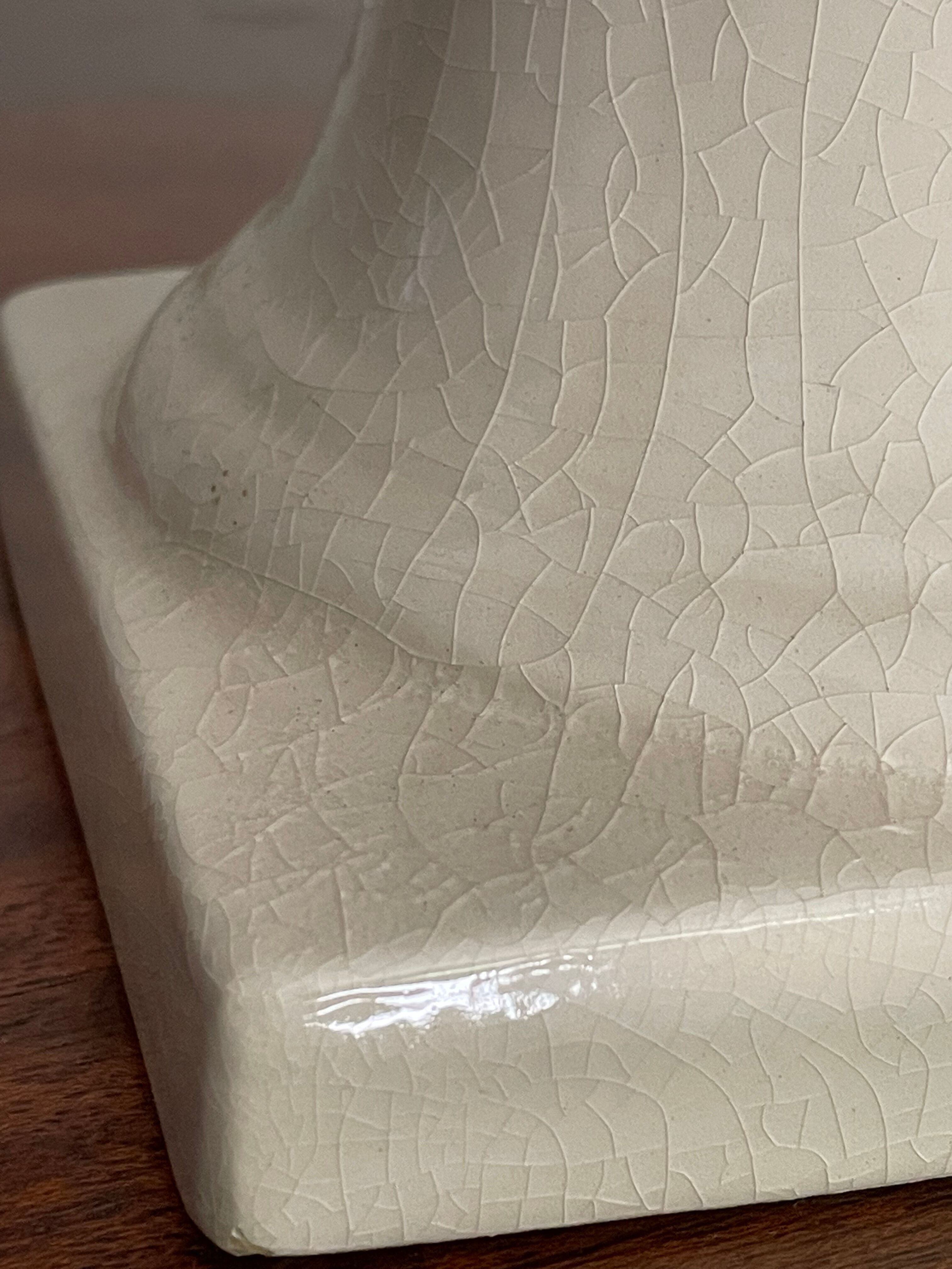 Vintage cracked ceramic lamp foot