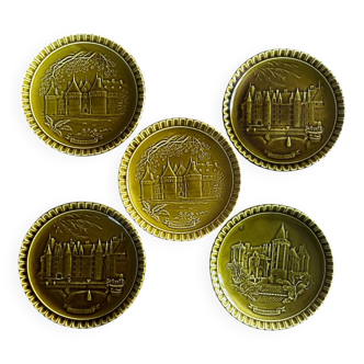 Set of 5 vintage earthenware plates