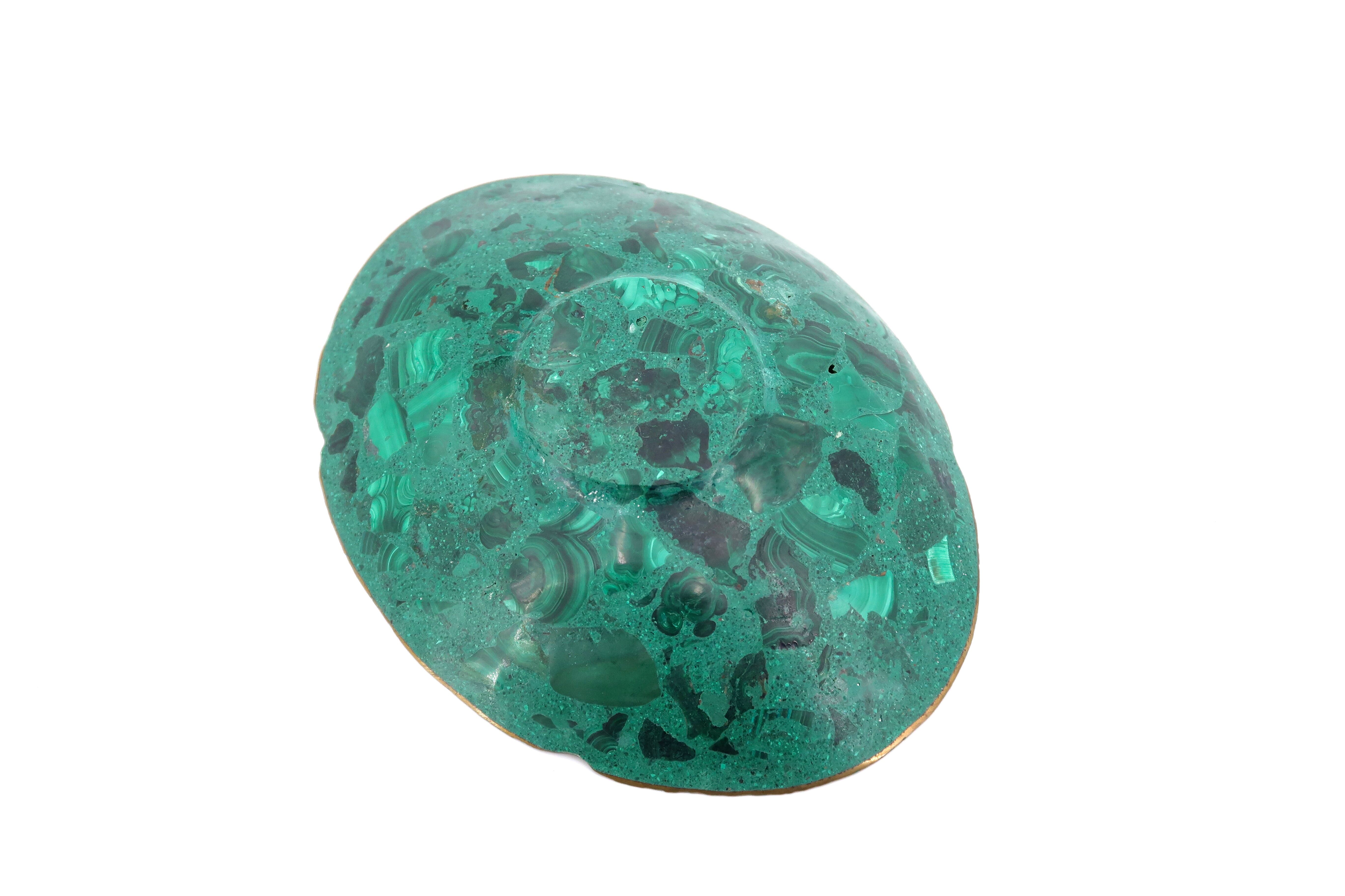 Vide poche en malachite et laiton, années 60