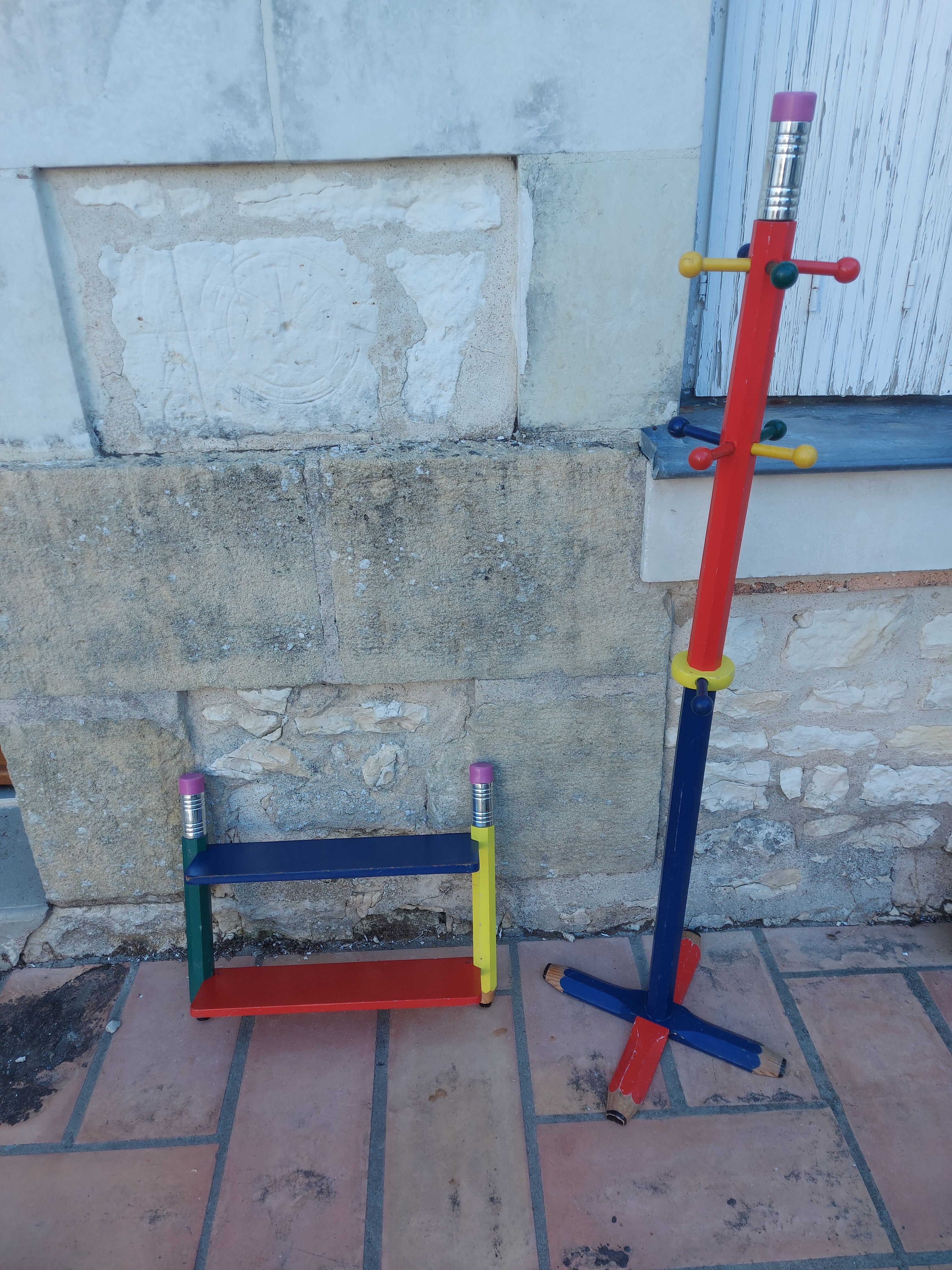 Coat rack and pencil shelf 80'S , Design Pierre Sala