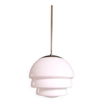 Art Deco pendant light in white opaline glass, 1920s-30s