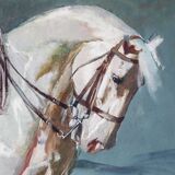Ricardo ARENYS GALDON - Camilo José Cela - Portrait en pied sur un cheval.