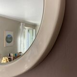 Vintage white plastic round mirror