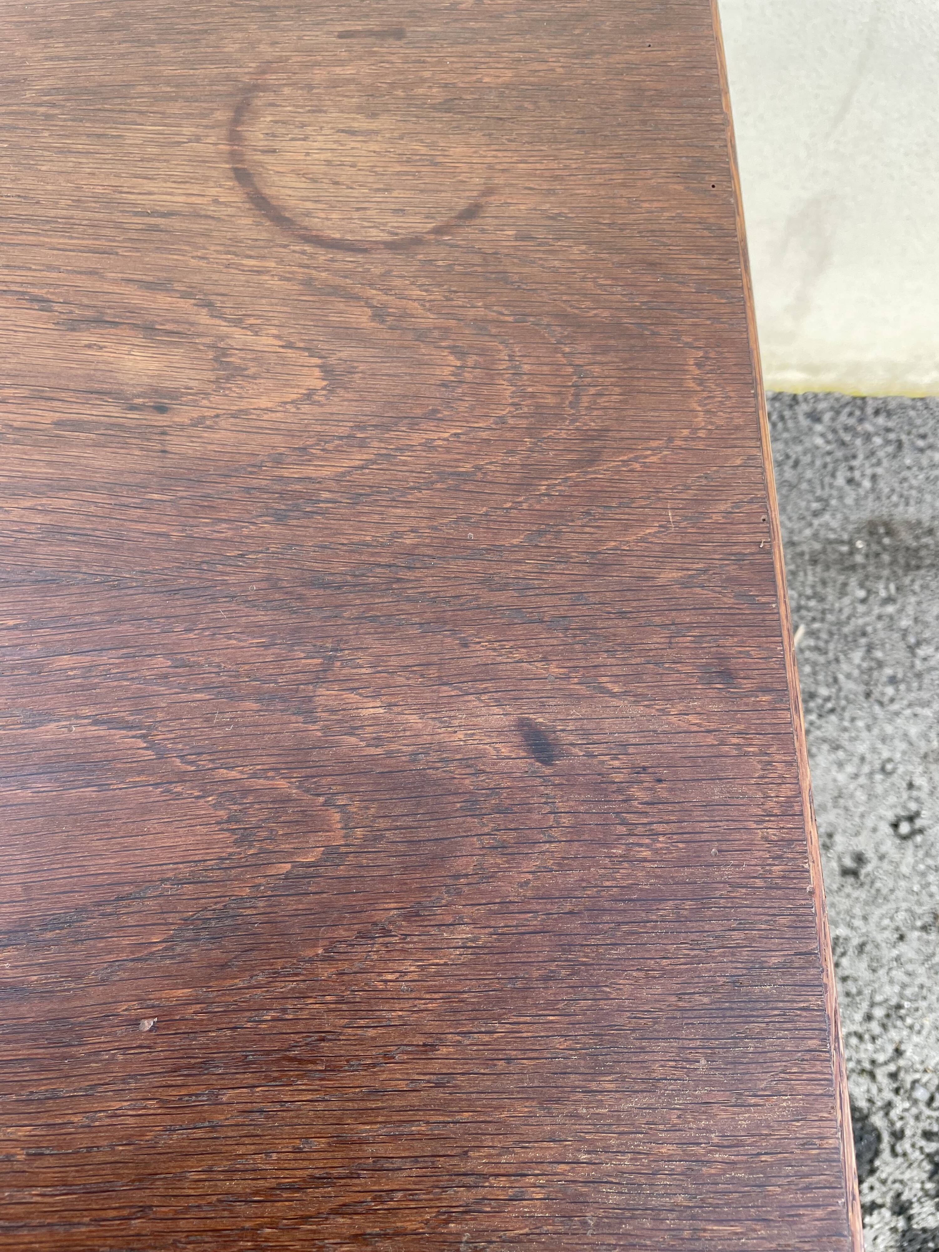 Modernist wooden desk with compass feet 1950