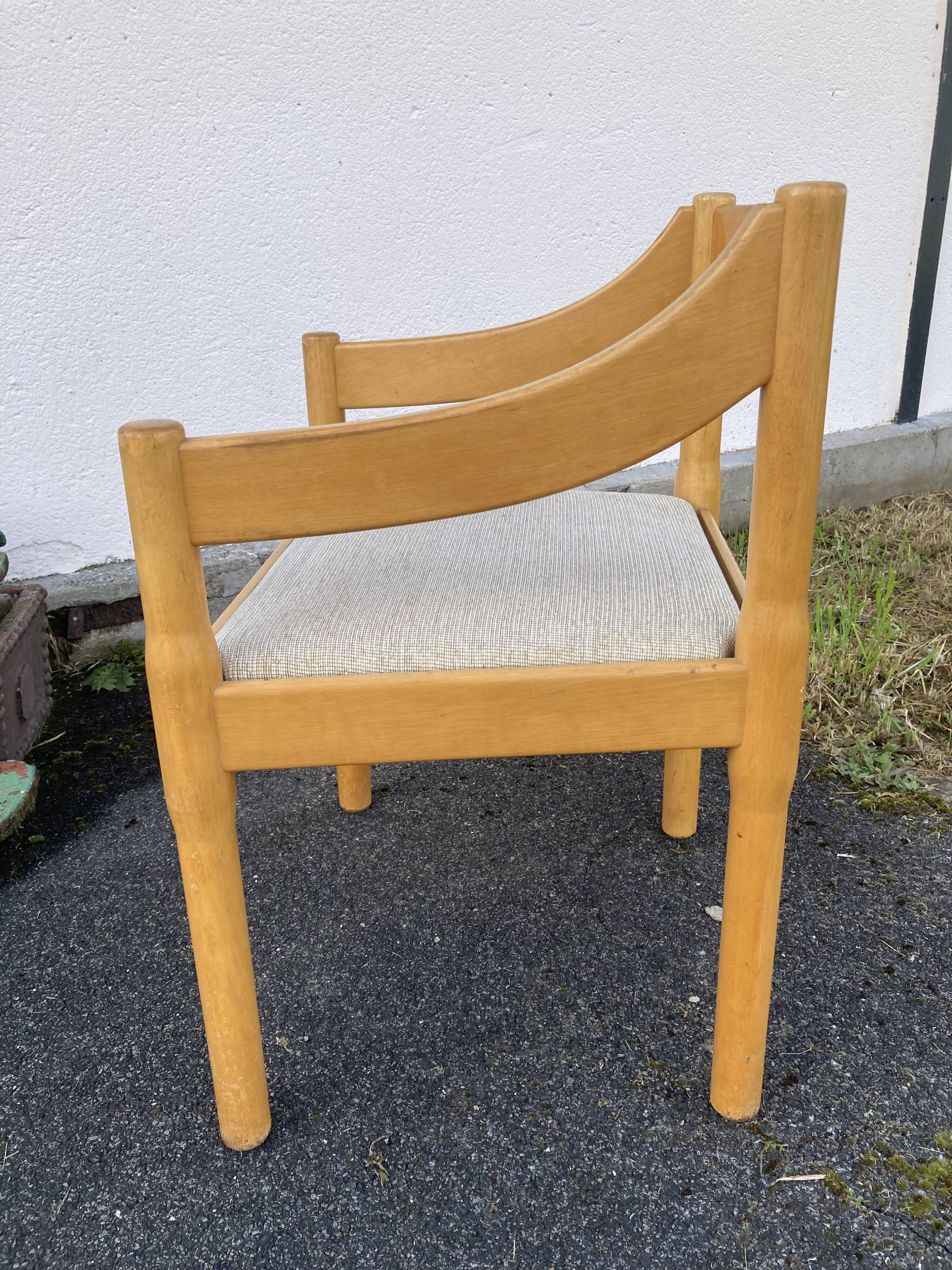 Six Carimate Cassina armchairs 1960's by Vico Magistretti
