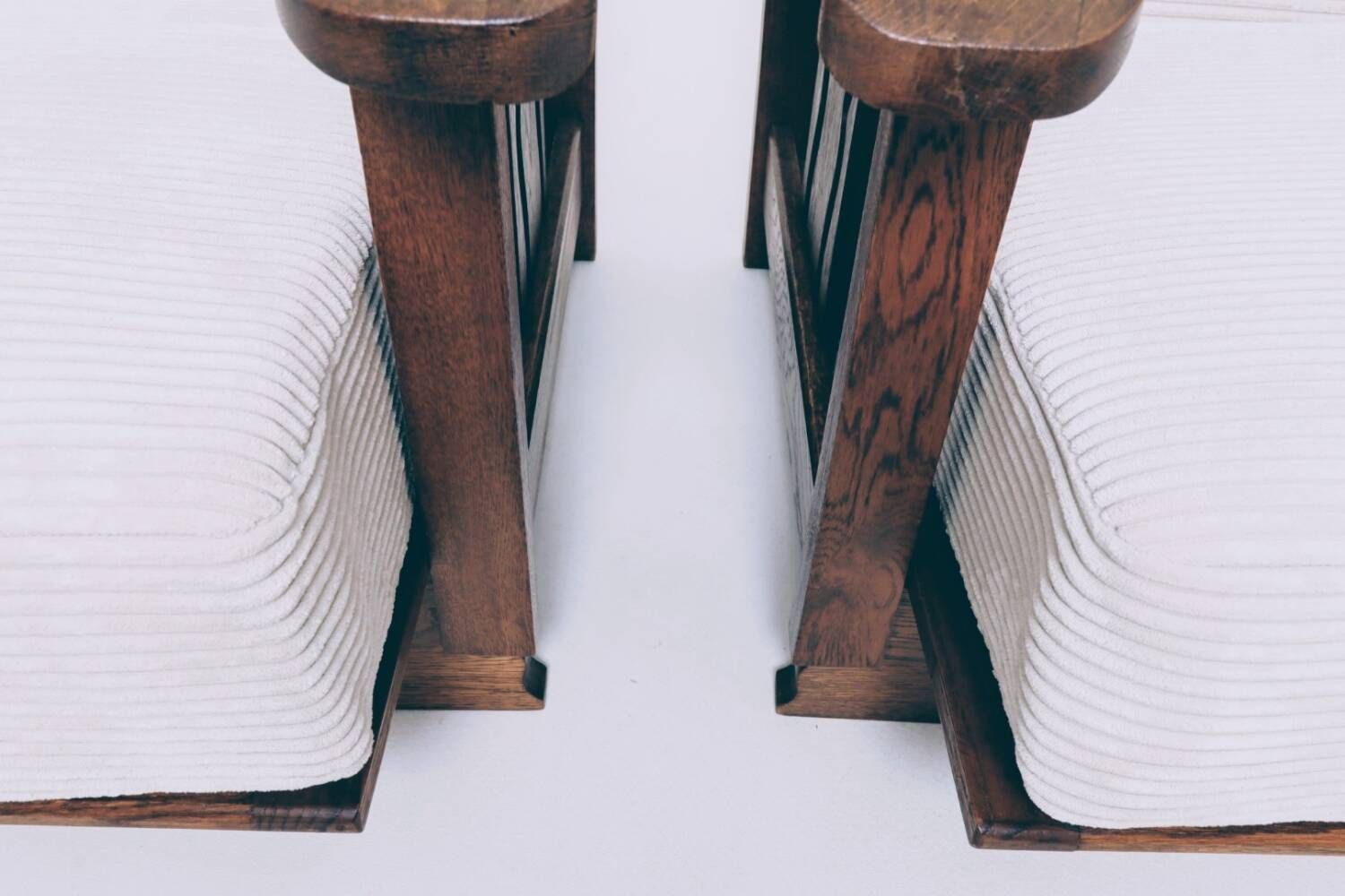 Vintage armchairs set of 2 brutalism off white corduroy