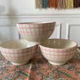 Set of 3 pink vichy bowls