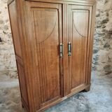 French Art Deco Wardrobe – 1930s – Solid Beech Storage