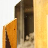 Asymmetrical art deco wall cabinet, drawer & mirror