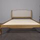 Lit double shabby chic en chêne et lin 160 x 200