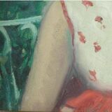 Peinture à l'huile ancienne Portrait de jeune fille impressionniste du 20ème siècle