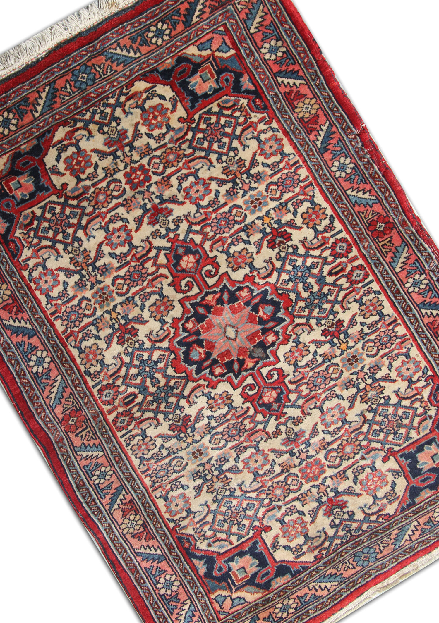 Handmade Persian Rug Antique Sarough Carpet 62x103cm