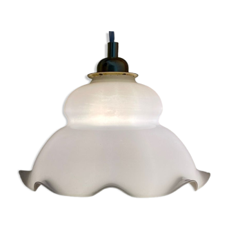 Vintage lampshade pendant light in white opaline