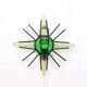 Vintage metal sunburst wall lamp with green glass, 1960s
