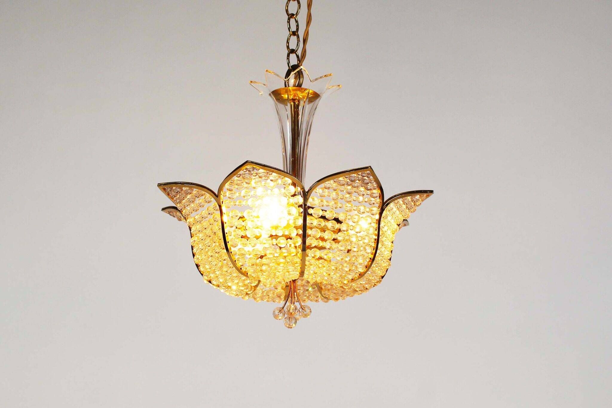 Medium sized crystal glass ‘Tole’ chandelier light by Palwa, Germany 1970’s