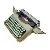 Typewriter hermes baby rocket lime green with its brown suitcase revised ribbon new