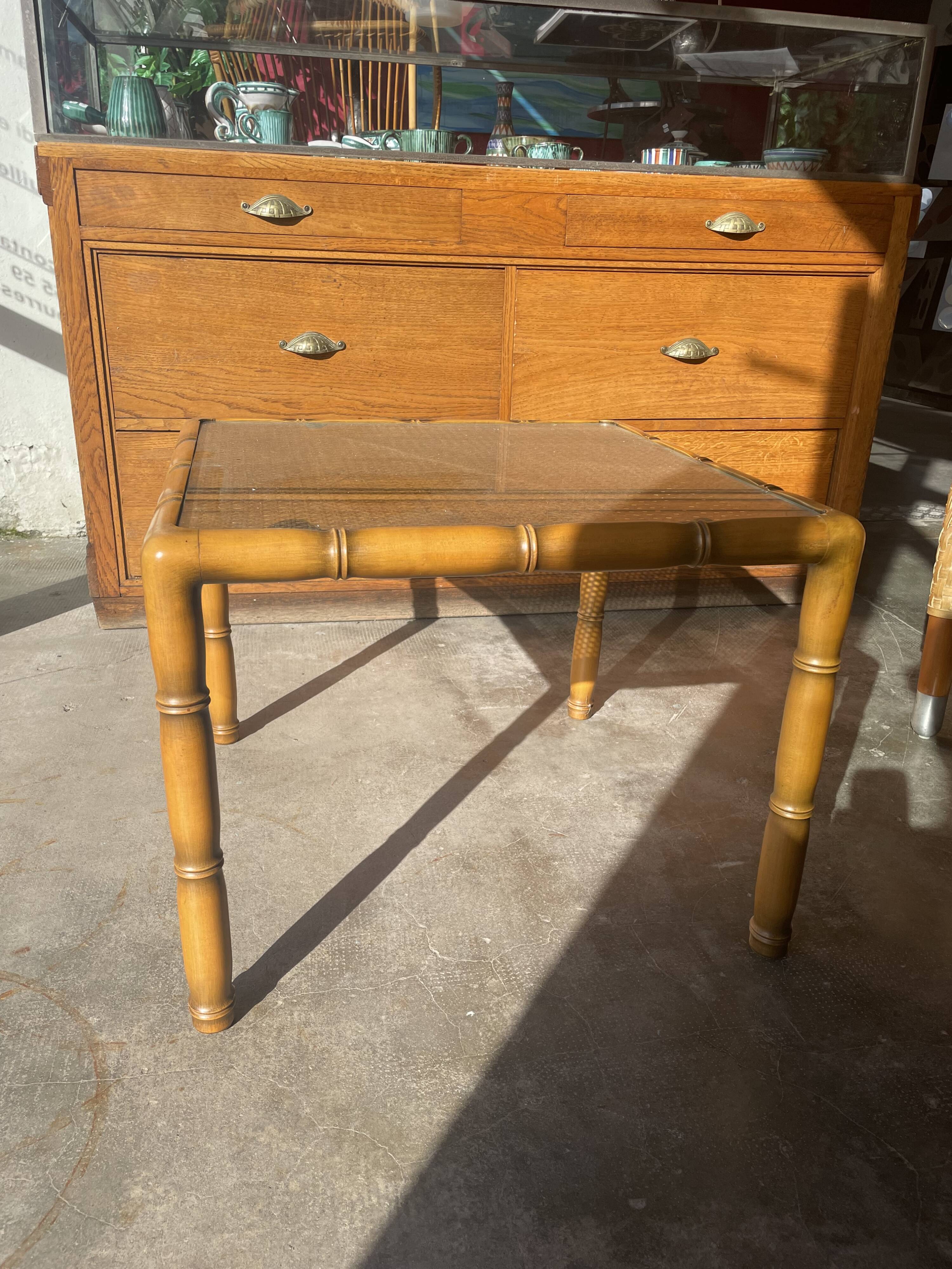 Bamboo and glass table