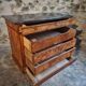Antique French commode in elm with a marble top, 19th century (circa 1850–1880)