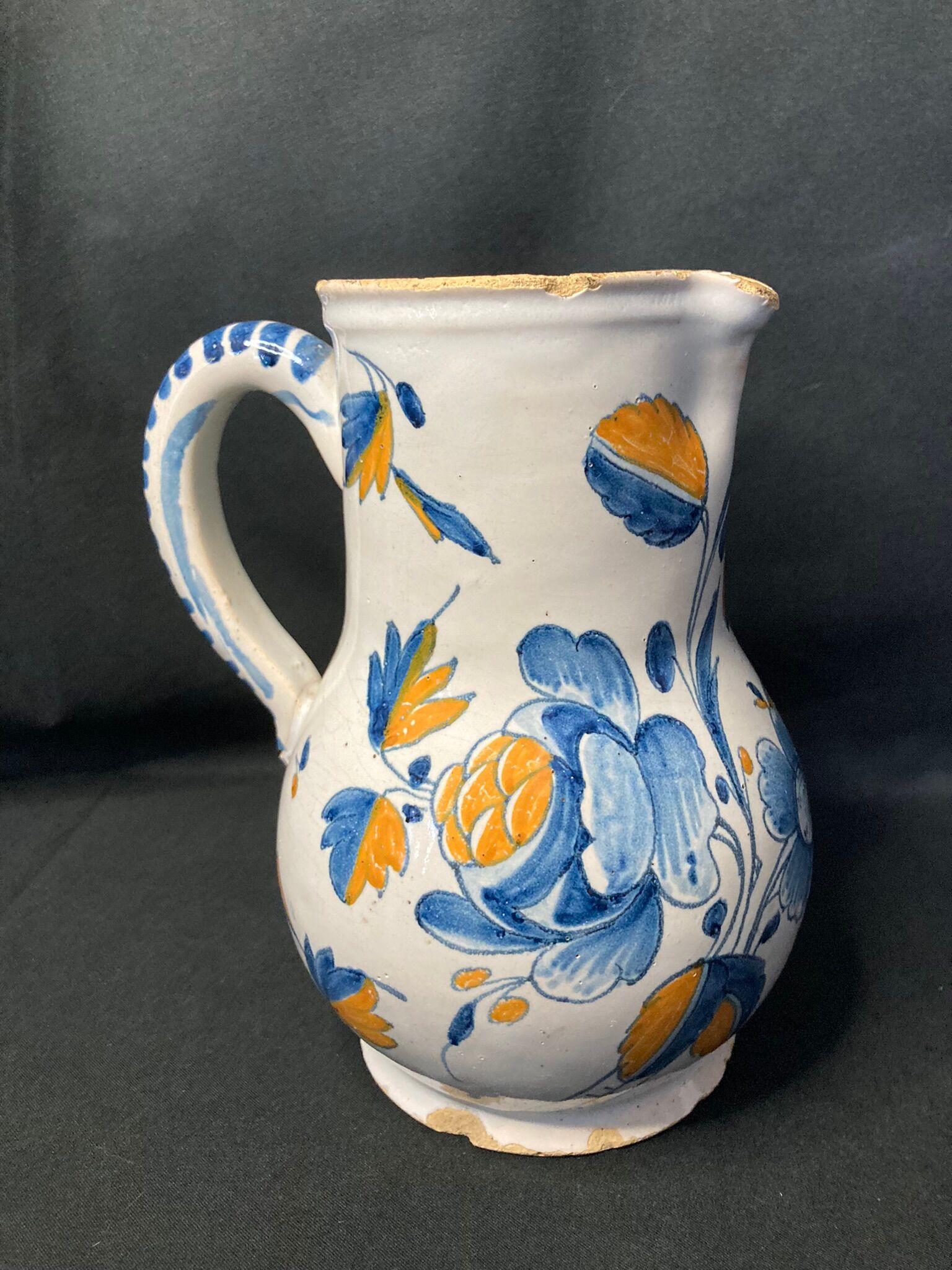 Antique earthenware pitcher from La Rochelle, 18th century