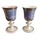 Set of 2 large ceramic glasses in blue and silver