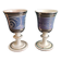 Set of 2 large ceramic glasses in blue and silver