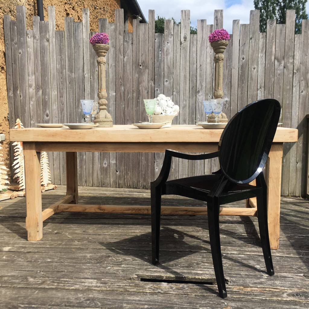 Solid raw wood farm table