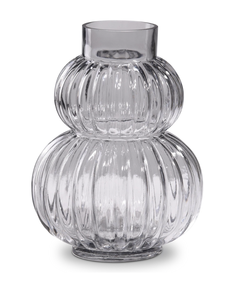 Smoked grey round glass vase 25cm