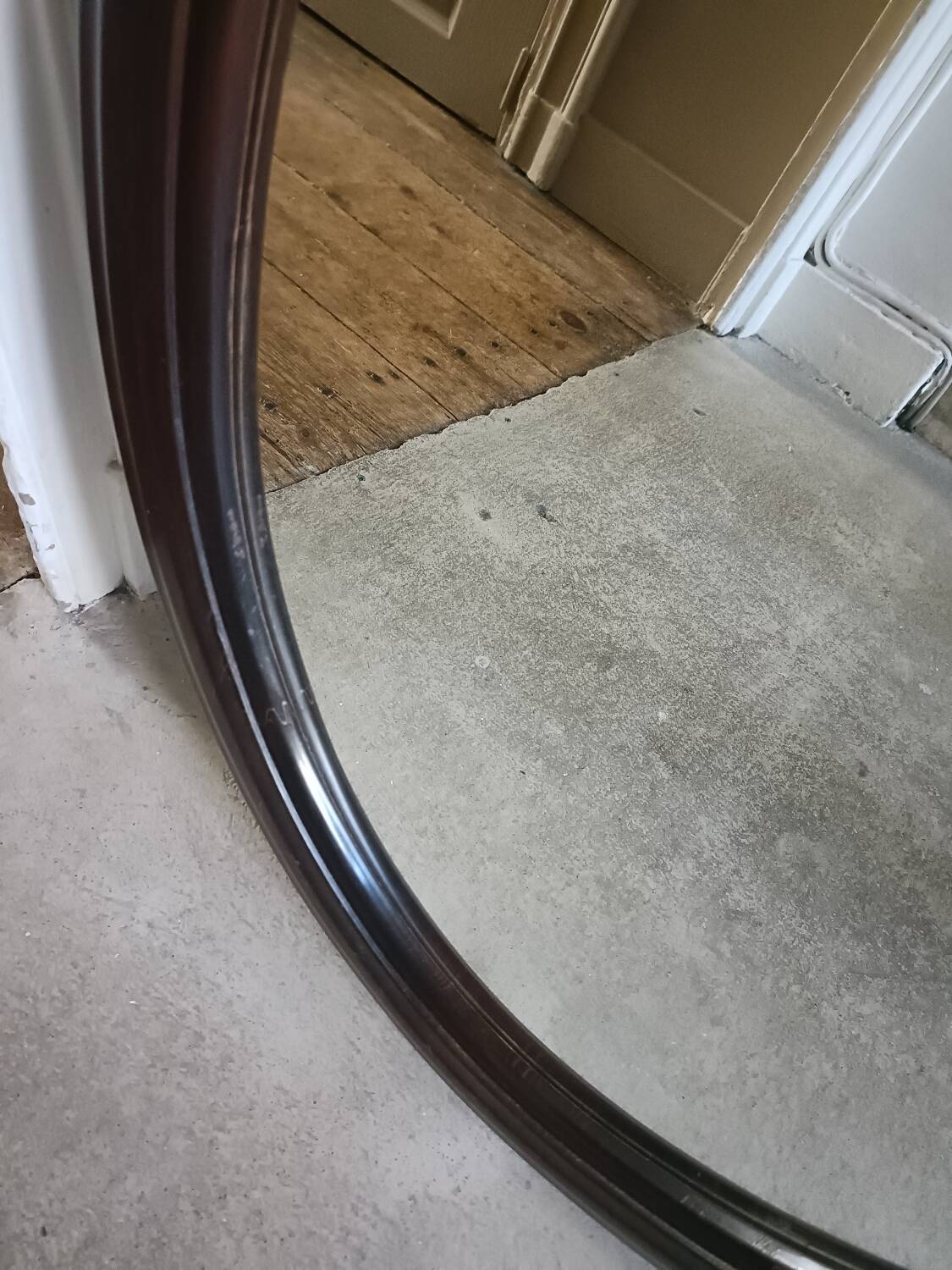 Miroir ovale bois massif 1950