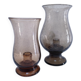 two bubble glass candle holders