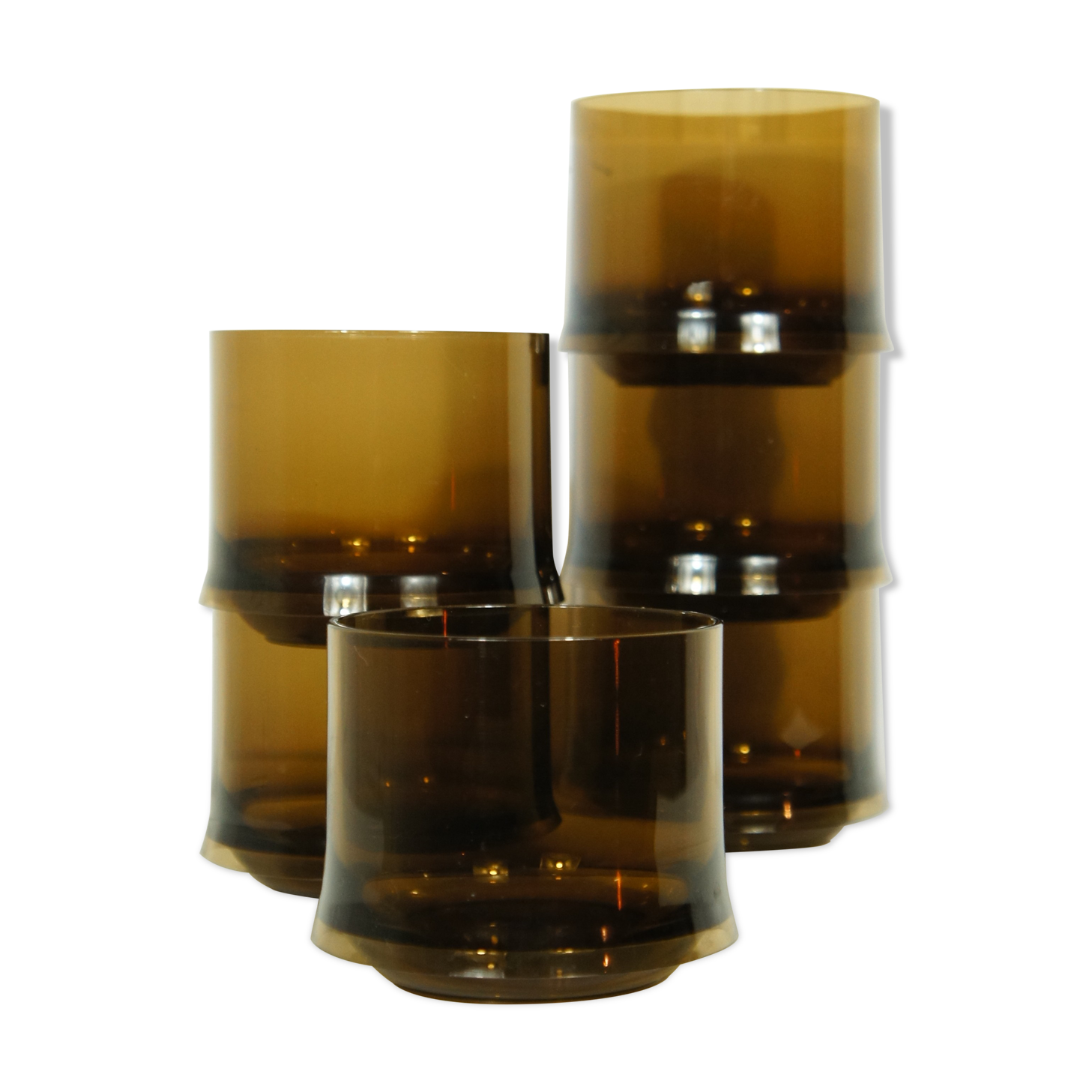 Set de 6 verres Guzzini en plexiglas fumé 1970