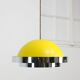 Space-age italian yellow and chrome metal pendant lamp, 1970s